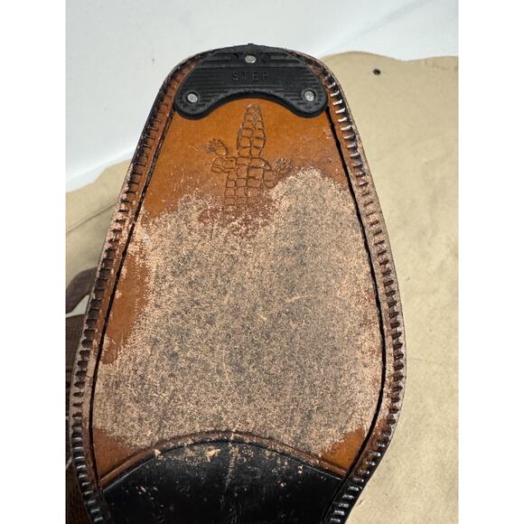 David Eden Dress Shoes Mens Size 9 Brown White Genuine Crocodile Leather Oxford main image 4